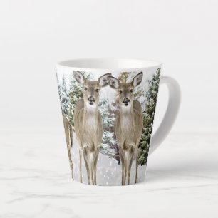 Tasse Latte Merveilleux Cerf Blanc de Noël