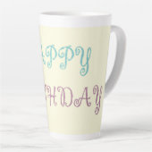 Tasse Latte Message d'anniversaire stylo rose (Angle droit)