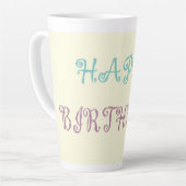 Tasse Latte Message d'anniversaire stylo rose (Angle gauche)