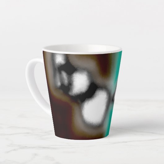 Tasse Latte Message dans une bouteille : Brown Abstrait, Turqu (Angle gauche)