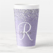 Tasse Latte Métal brossé violet Parties scintillant d'argent N (Devant)