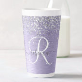 Tasse Latte Métal brossé violet Parties scintillant d'argent N