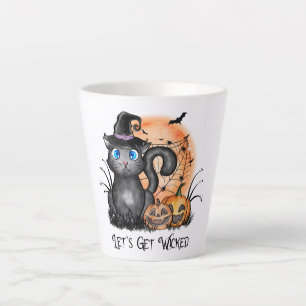Tasse Latte Mettons-nous les méchants ! Chat à sorcière noir