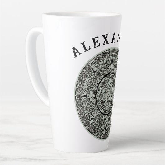 Tasse Latte Mexicaine Aztec Sun Stone Maya Calendrier 1 (Angle gauche)