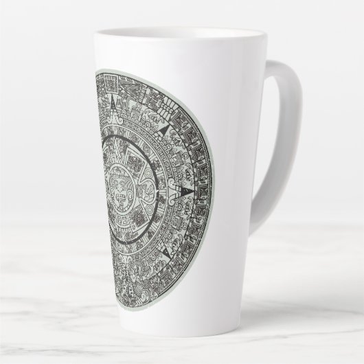 Tasse Latte Mexicaine Aztec Sun Stone Maya Calendrier 1 (Angle droit)
