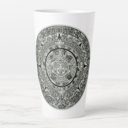 Tasse Latte Mexicaine Aztec Sun Stone Maya Calendrier 1 (Devant)