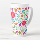 Tasse Latte Mexican cheerful colourful folk art pattern  (Angle droit)
