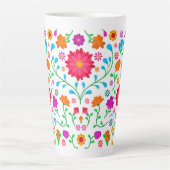 Tasse Latte Mexican cheerful colourful folk art pattern  (Devant)