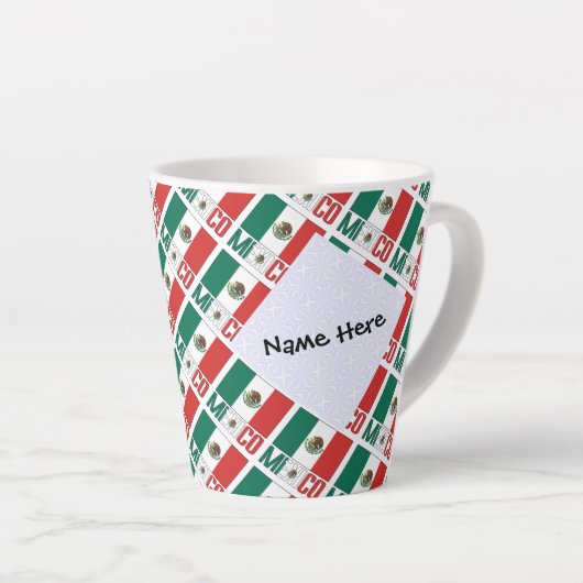 Tasse Latte Mexique Drapeau Mexicain Carrelé Personnalisé (Angle droit)