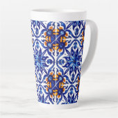 Tasse Latte Mexique Talavera Terracotta Carrelage Design No 8 (Angle droit)