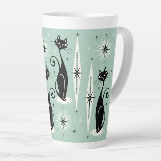 Tasse Latte Mi-siècle Meow Retro Atomic Cats (chats atomiques (Angle droit)