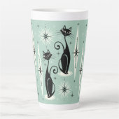 Tasse Latte Mi-siècle Meow Retro Atomic Cats (chats atomiques  (Devant)