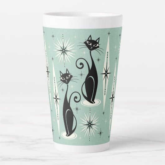 Tasse Latte Mi-siècle Meow Retro Atomic Cats (chats atomiques (Devant)