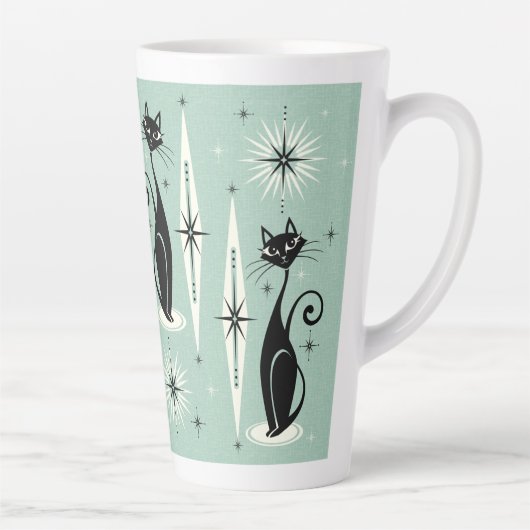 Tasse Latte Mi-siècle Meow Retro Atomic Cats (chats atomiques (Droite)
