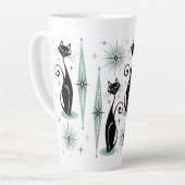 Tasse Latte Mi-siècle Meow Retro Chats atomiques ©studioxine (Angle gauche)