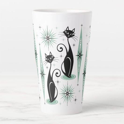 Tasse Latte Mi-siècle Meow Retro Chats atomiques ©studioxine (Devant)