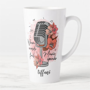 Tasse Latte Microphone Rétro Quand Les Mots Fail Music Parlent