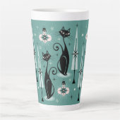 Tasse Latte Mid Century Holiday Meow Atomique Kitty Noël (Devant)