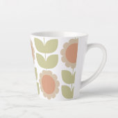 Tasse Latte Mid-Century Pastel Pink Retro Floral Pattern (Droite)