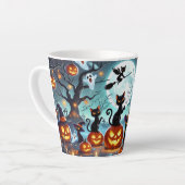 Tasse Latte Midnight Magic: Black Cats & Pumpkins Halloween (Angle gauche)