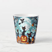 Tasse Latte Midnight Magic: Black Cats & Pumpkins Halloween (Devant)