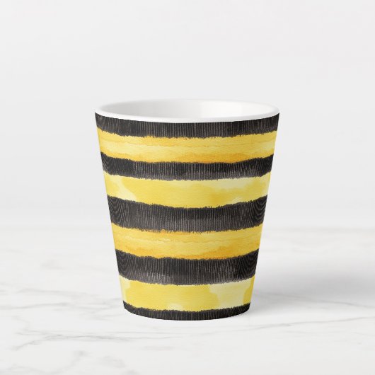 Tasse Latte Miel Abeille Noir Or Jaune Noël (Devant)