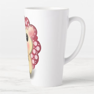 Tasse Latte Mignon Art de Champignon Rouge Kawaii Hérisson