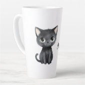 Tasse Latte Mignon Chat Noir Miaou (Angle gauche)