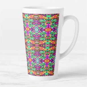 Tasse Latte Mignon tribal néon abstrait symétrique coloré