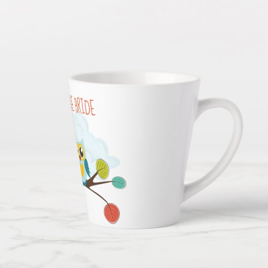 Tasse Latte Mignonette OWLS Mariage à thème Bleu orange (Droite)