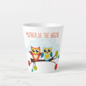 Tasse Latte Mignonette OWLS Mariage à thème Bleu orange (Devant)