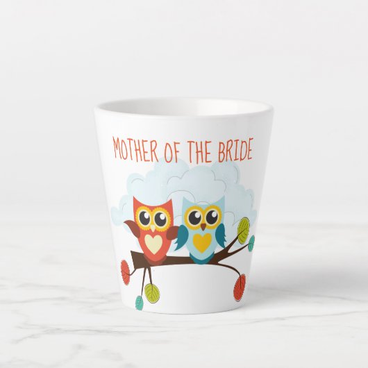 Tasse Latte Mignonette OWLS Mariage à thème Bleu orange (Devant)