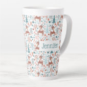 Tasse Latte Mignonne cerf en Forêt Whimsical Noël Motif (Angle droit)
