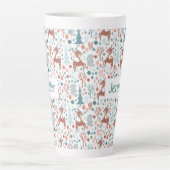 Tasse Latte Mignonne cerf en Forêt Whimsical Noël Motif (Devant)