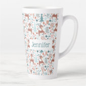 Tasse Latte Mignonne cerf en Forêt Whimsical Noël Motif (Droite)