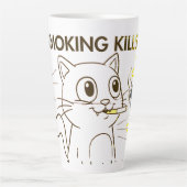 Tasse Latte Mignonne Chat - Fumer tue Drôle Conception Anti-Fu (Devant)