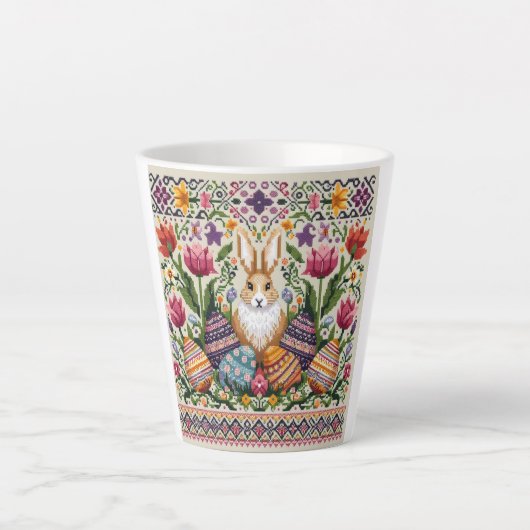 Tasse Latte Mignonne/Colorée Printemps/Pâques (Devant)