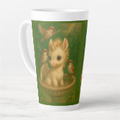 Tasse Latte Mignonne, Gros yeux, bébé unisus, pegasus unicorne (Angle gauche)