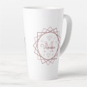 Tasse Latte Mignonne Rose or Monogramme géométrique (Angle droit)