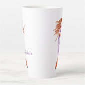 Tasse Latte Mignonne sirène avec Cheveux rouge pourpre orange  (Devant)