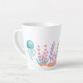 Tasse Latte Mignonne sirène sous l'aquarelle de la mer (Angle gauche)