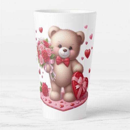 Tasse Latte Mignonne Valentine's Day Teddy Bear (Devant)