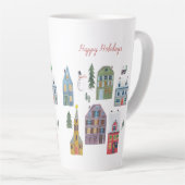 Tasse Latte Mignonnes vacances hiver neige maisons de Noël (Angle droit)