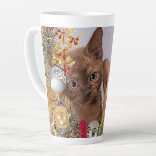 Tasse Latte Mignons chatons de Noël / Vacances pour amateur de (Angle gauche)