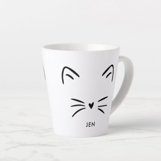 Tasse Latte Mignons Whiskers de chat (Angle droit)