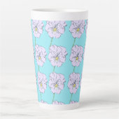 Tasse Latte Mikitiez bleu minuscule motif de fleurs blanches (Devant)