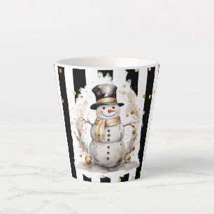 Tasse Latte Milchtasse Klein Snowman and Stripes Var01