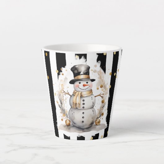 Tasse Latte Milchtasse Klein Snowman and Stripes Var01 (Devant)