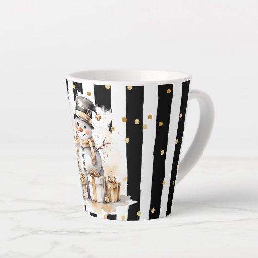 Tasse Latte Milchtasse Klein Snowman and Stripes Var04 (Angle droit)