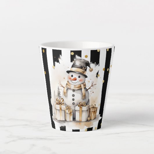 Tasse Latte Milchtasse Klein Snowman and Stripes Var04 (Devant)